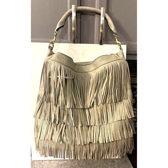 Handbag Republic Handbags - New Light Grey Fringe Vegan Leather Handbag by Handbag Republic  15 X 12  #3233